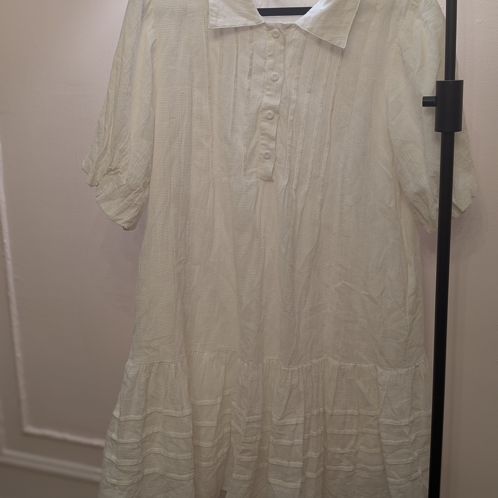 Elegant White Button-Down Dress